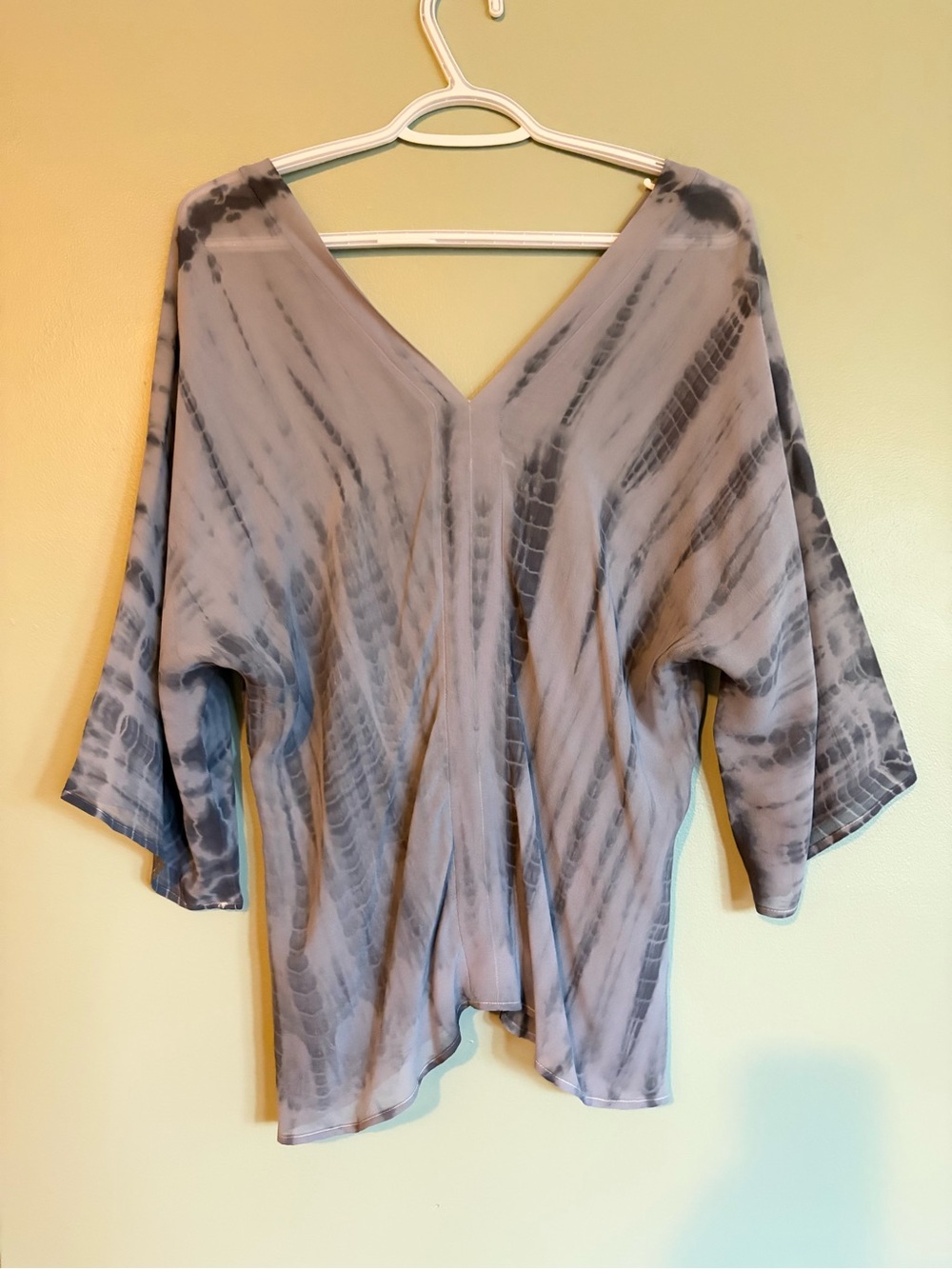 Buffalo David Bitton Silk 100% Blouse V Neck Tie Dye Whimsigoth Sheer S Top Boho - Picture 7 of 10